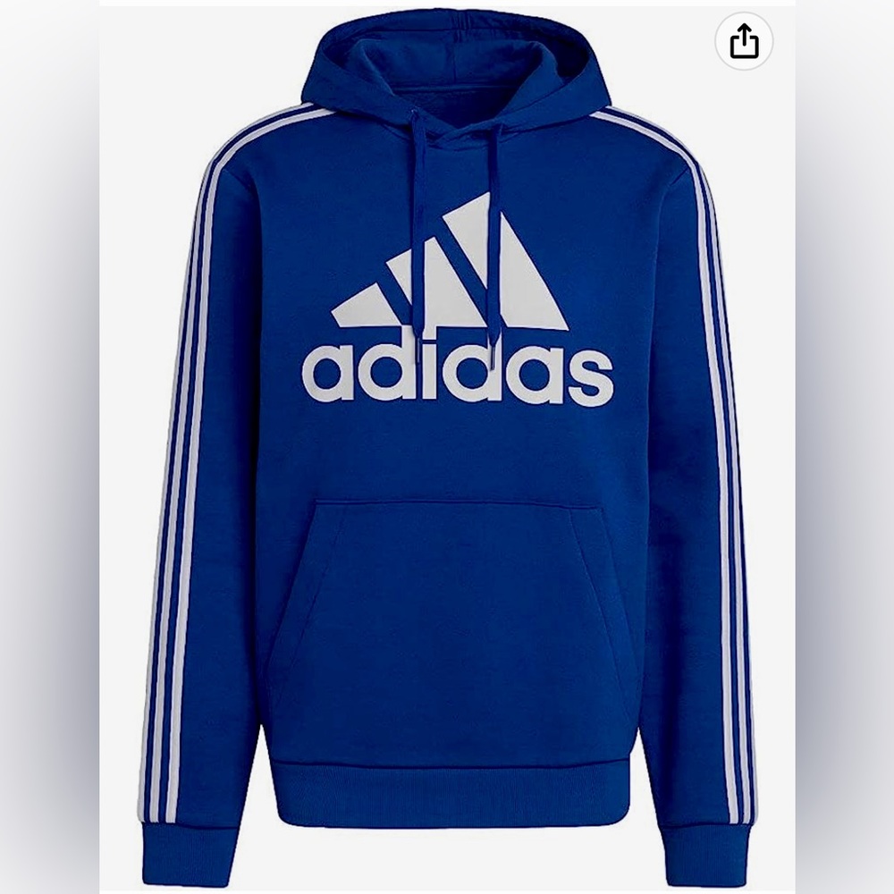 Adidas Men’s 3- Stripes Fleece Hooded Sweatshirt